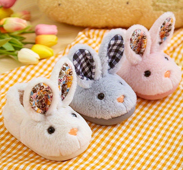 Cute Cartoon Rabbit Furry Slip On House Shoes For Baby Girls